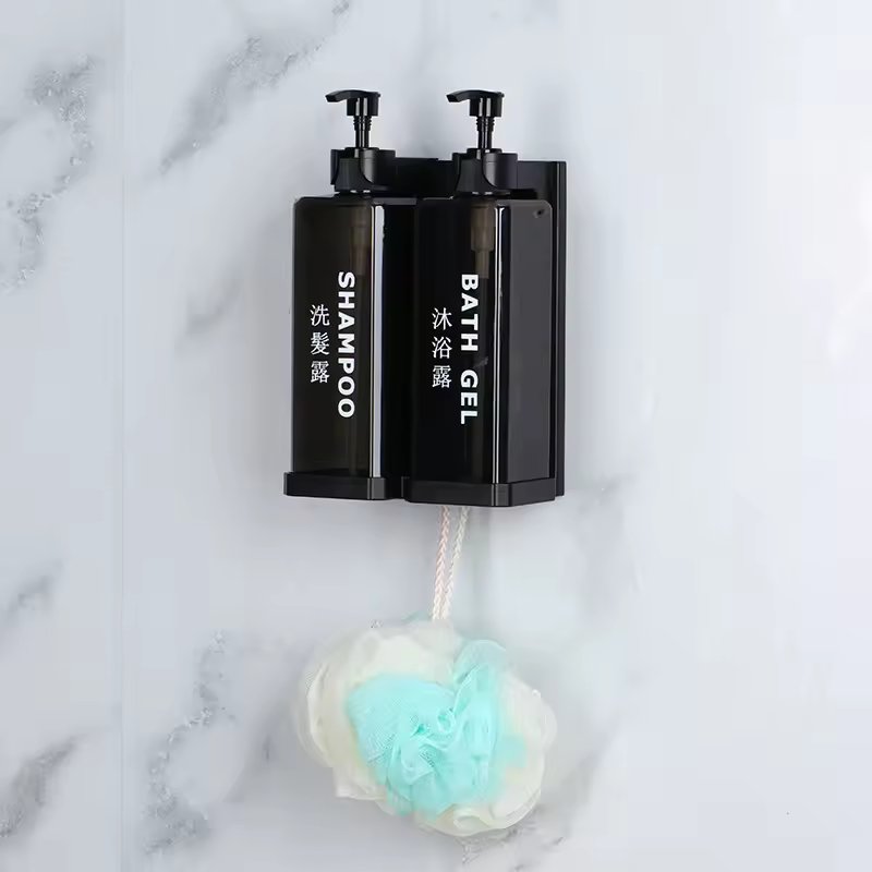 500ML hotel bathroom wall mounted soap dispenser with lock manual press anti theft shampoo soap dispenser bottle