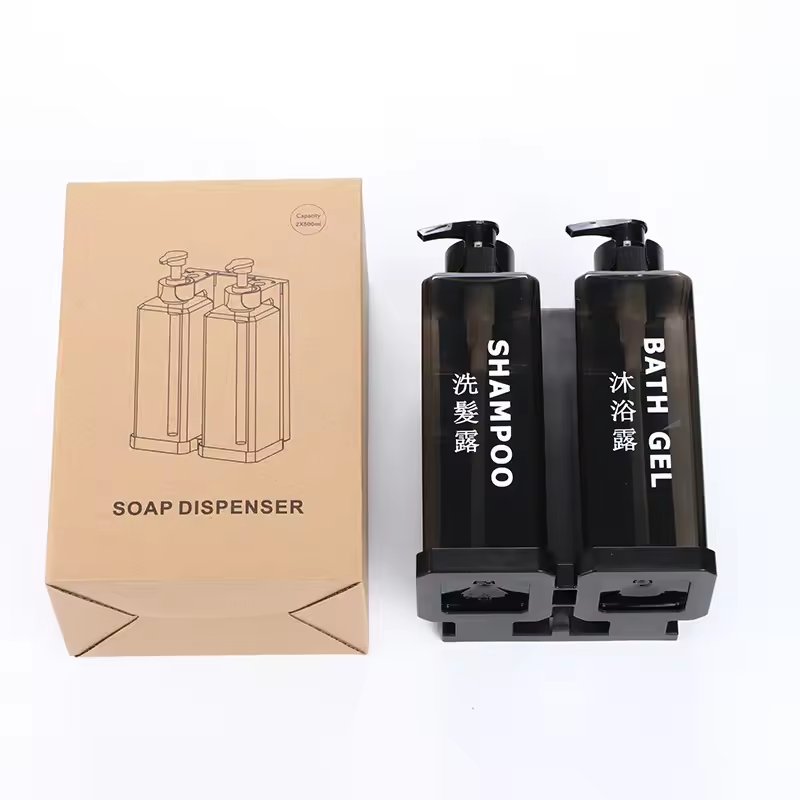 500ML hotel bathroom wall mounted soap dispenser with lock manual press anti theft shampoo soap dispenser bottle