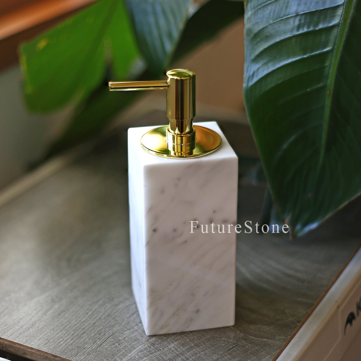Natural Arabescato White Marble Shampoo Bottle 300/400/500/600ml Square Lotion Pump Shampoo Bottle Shower Gel Bottles Packaging