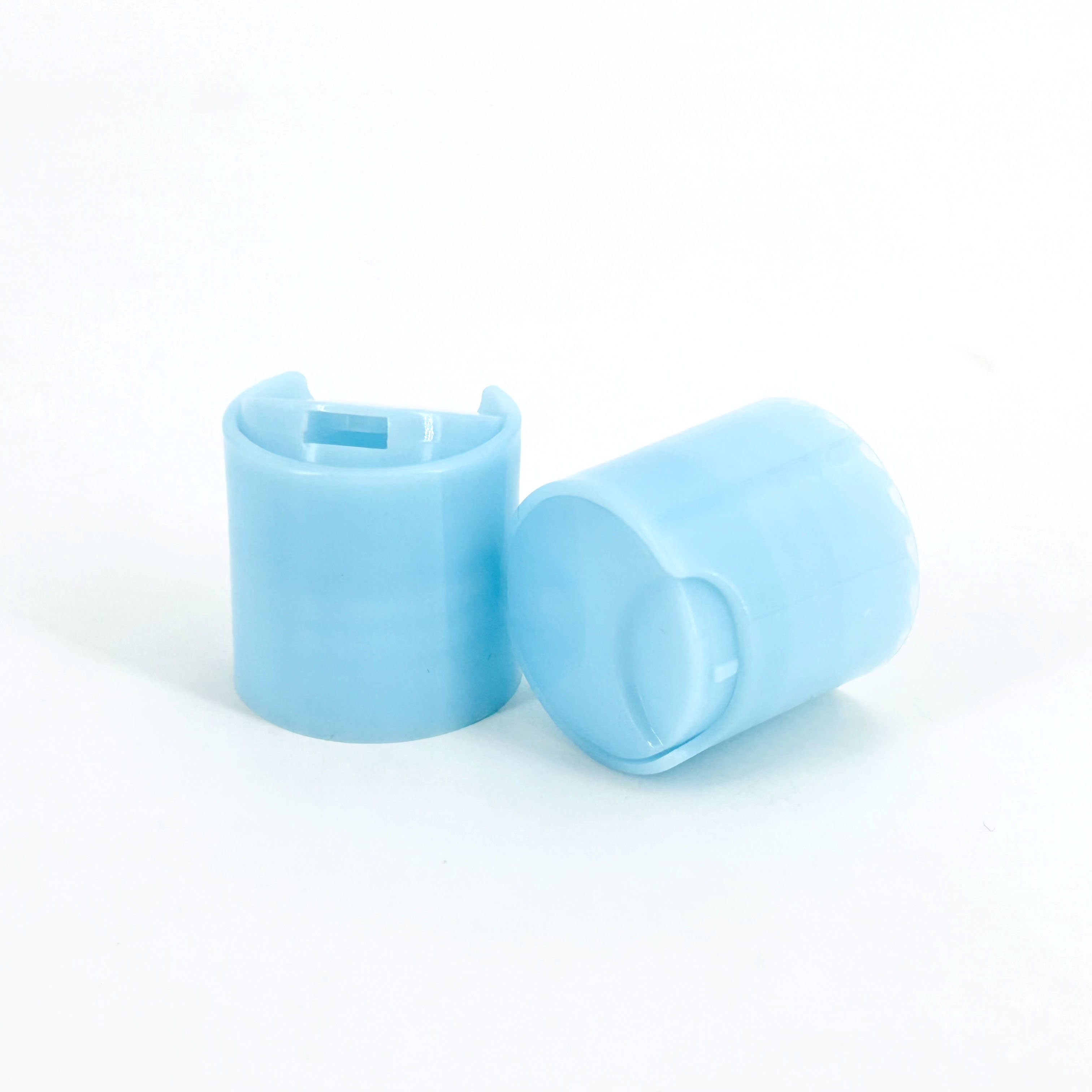 Wholesale Recyclable 28mm 28/410 Light Blue Plastic Disc Top Cap Screw Cap For Lotion Shower Gel Toiletries Cleaning Products