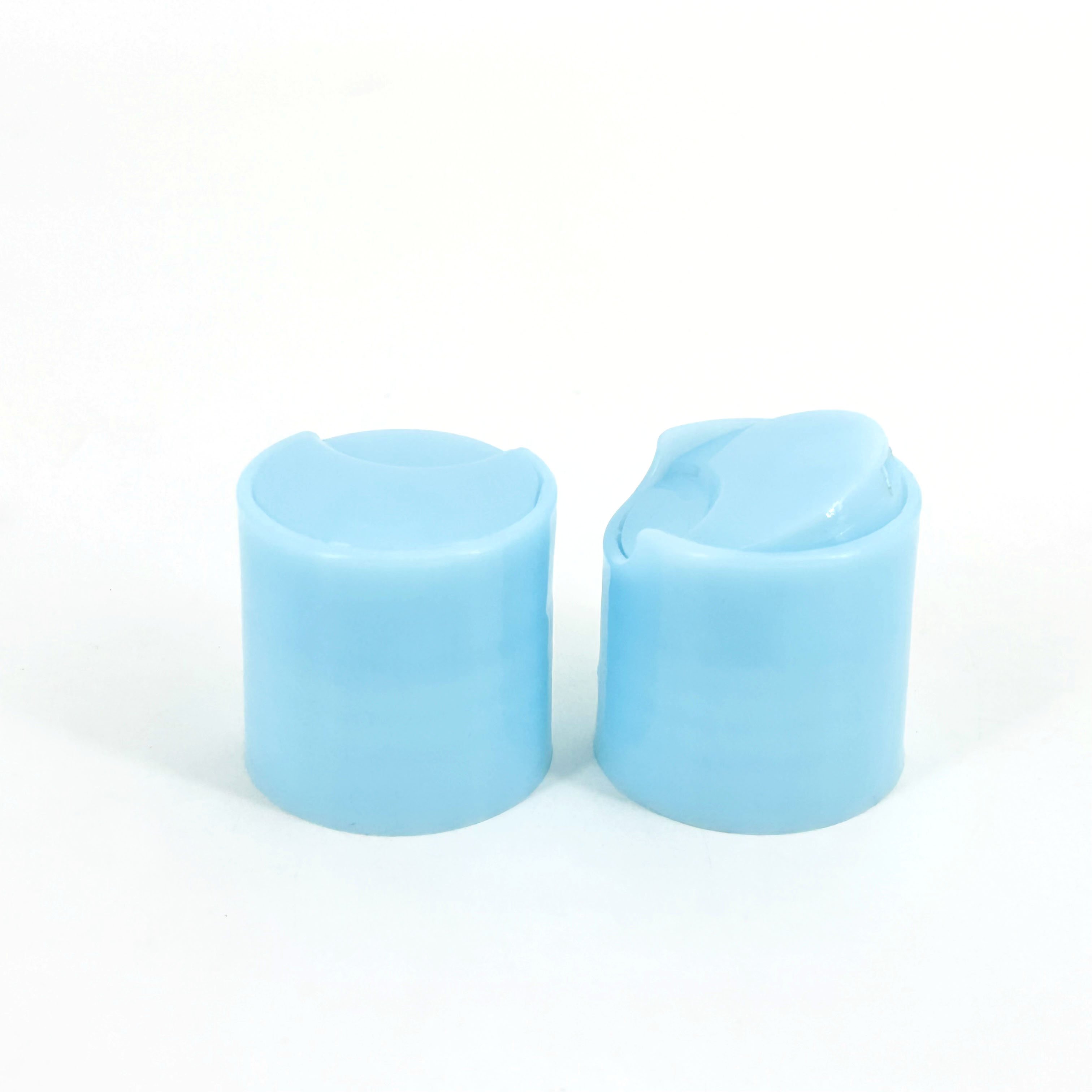 Wholesale Recyclable 28mm 28/410 Light Blue Plastic Disc Top Cap Screw Cap For Lotion Shower Gel Toiletries Cleaning Products