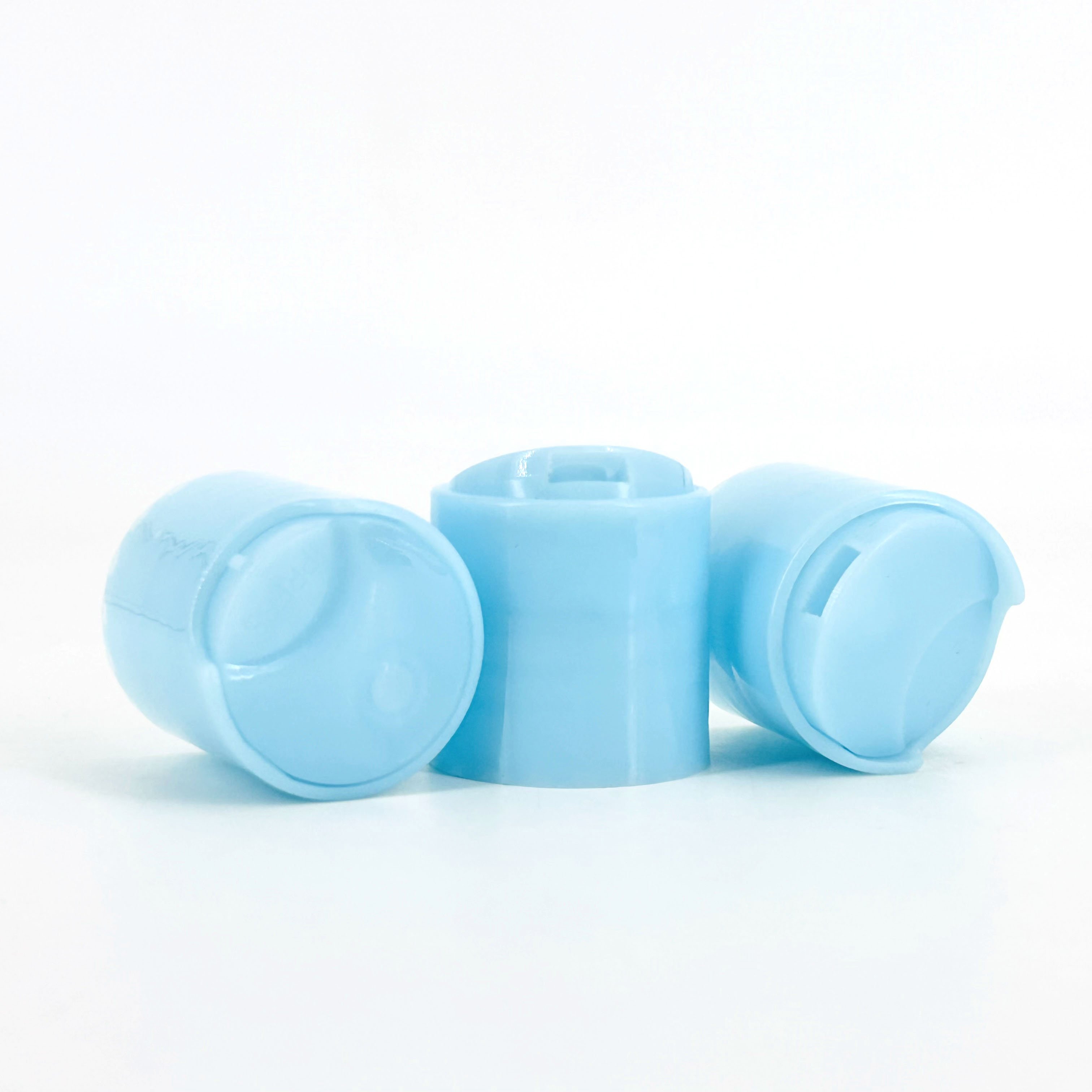 Wholesale Recyclable 28mm 28/410 Light Blue Plastic Disc Top Cap Screw Cap For Lotion Shower Gel Toiletries Cleaning Products