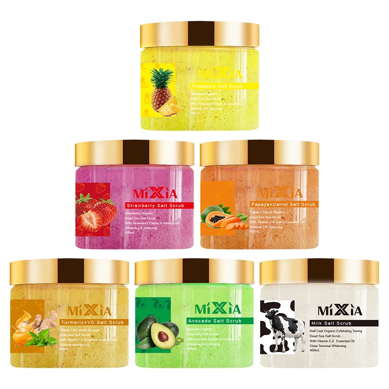 Super whitening avocado sea salt body scrub exfoliates and softens the skin, cleansing hands and feet with bath salts