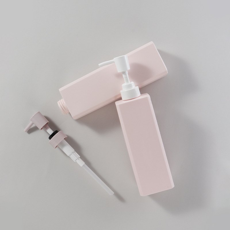 Custom 500ml600ml Shampoo Bottle Square HDPE empty plastic lotion bottle Large capacity press shower gel bottle
