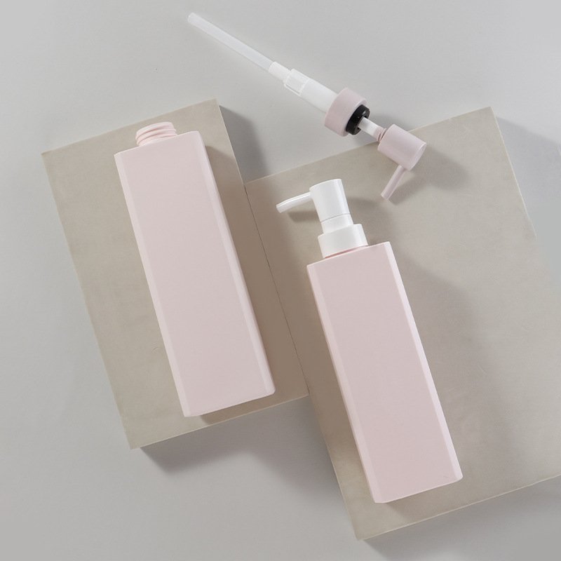 Custom 500ml600ml Shampoo Bottle Square HDPE empty plastic lotion bottle Large capacity press shower gel bottle