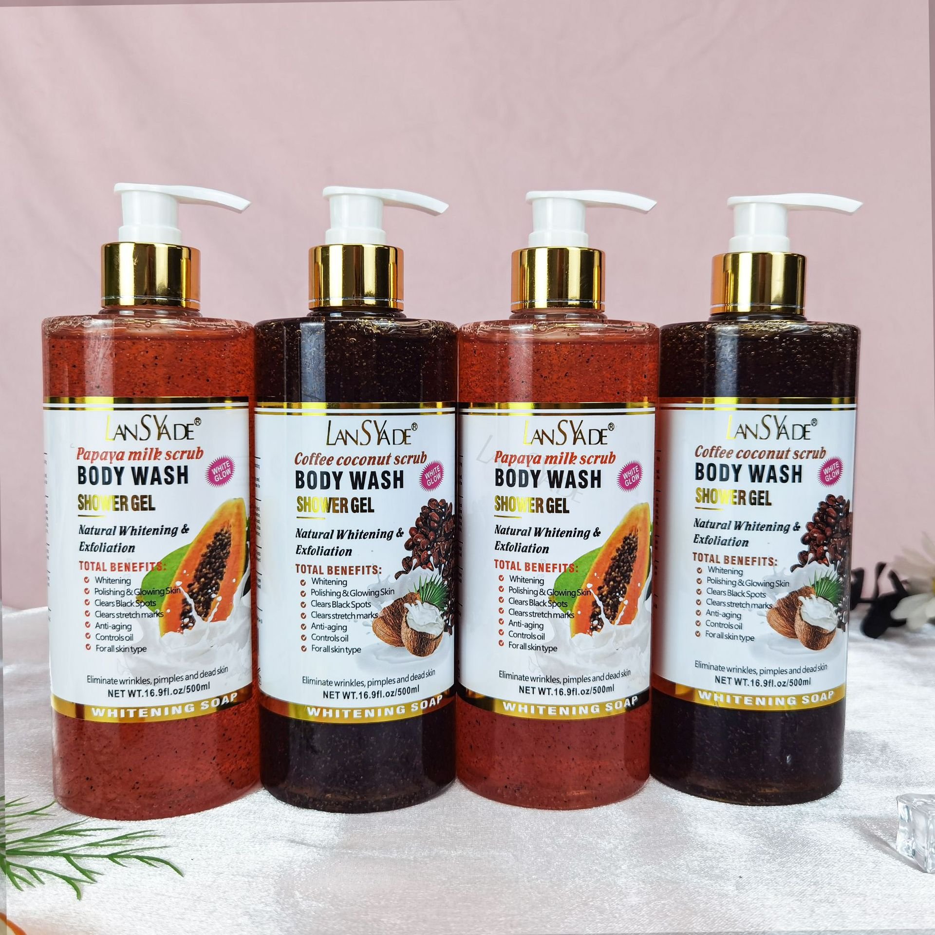Cross-border Foreign Trade Fruit Scrub Shower Gel Moisturizes Skin Gently Cleans And Lasts 500ml