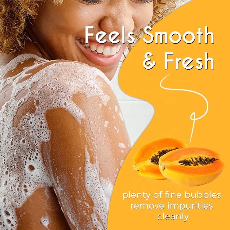 Papaya Moisturizing Body Wash Skin Care Bath Gel and Lotion Cream Gentle Cleansing Beauty Product for Smooth Skin