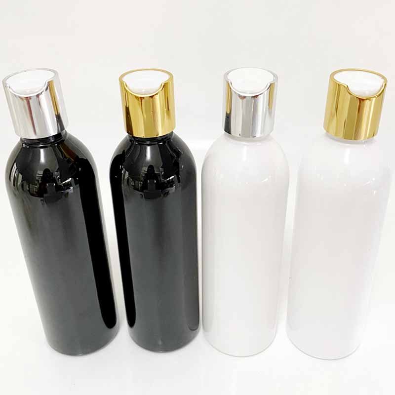 New plastic shampoo conditioner 200ml 250ml 300ml 500ml black lotion bottle with Disc cap for shampoo and lotion