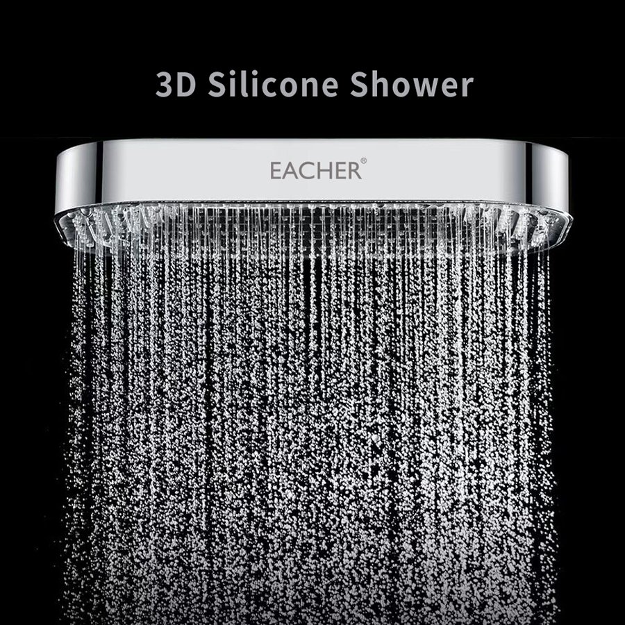 Heavy Duty Square Hand Shower Liquid Silicone 3D 3 Function Spray Booster Shower Head , Mist Spray Water