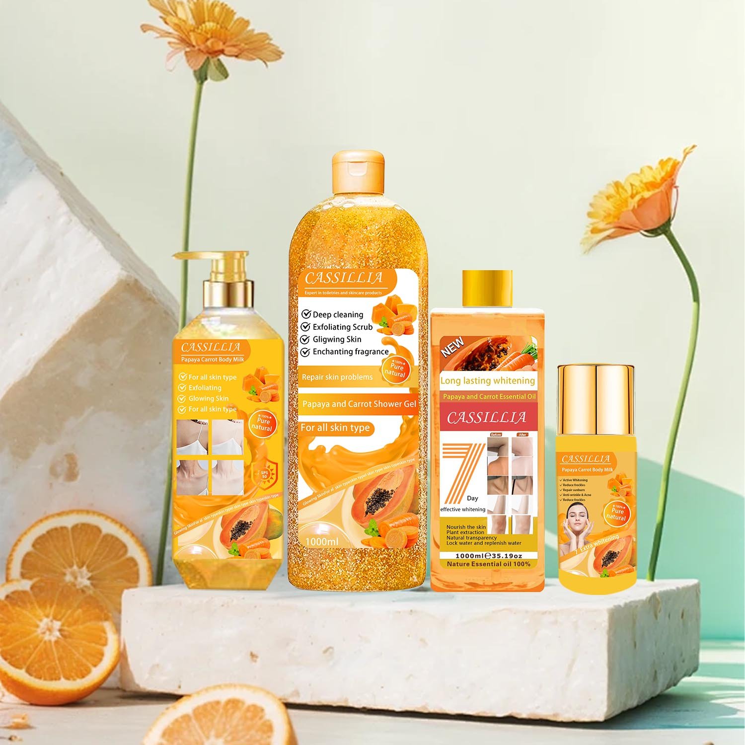 Wholesale Private Label Organic Fruit Papaya Exfoliating Scrub Body Wash Repair Skin Problems Bath Skin Whitening Shower Gel