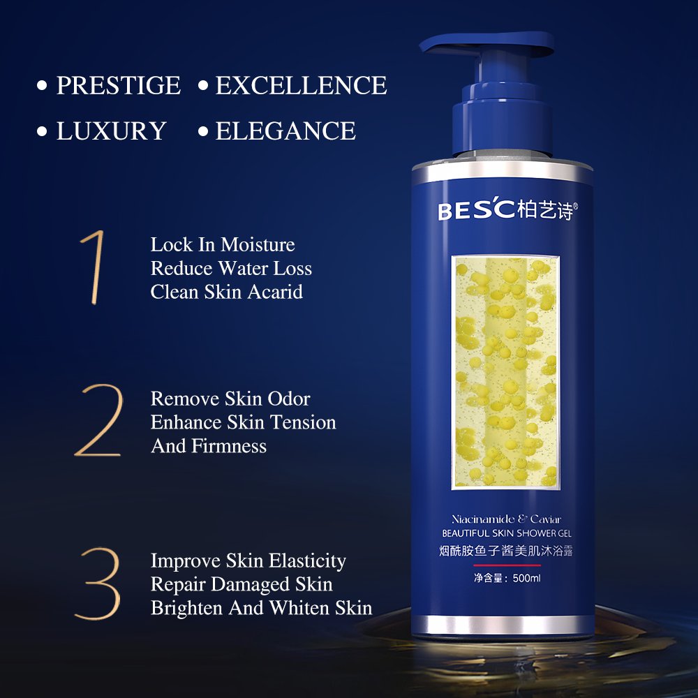 Top caviar whitening fragrant shower gel luxury Niacinamide amino acid body wash liquid soap