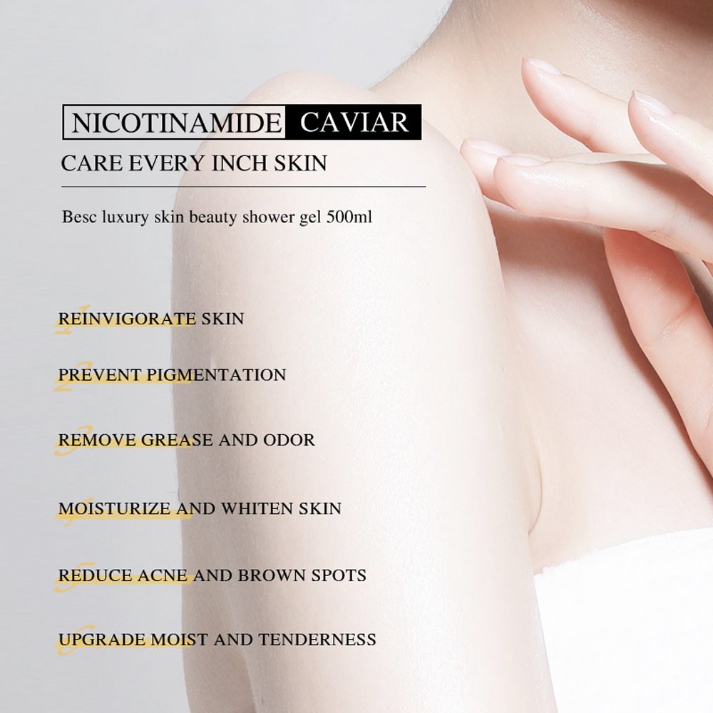 Top caviar whitening fragrant shower gel luxury Niacinamide amino acid body wash liquid soap