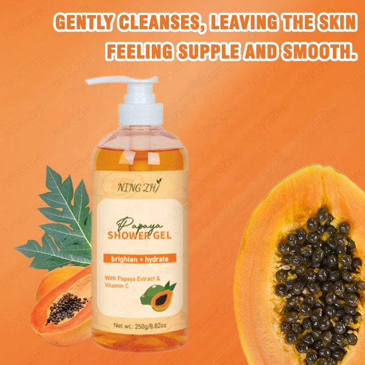 Guangdong supplier organic shower gel fruit scented exfoliating and whitening shower gel for black skin