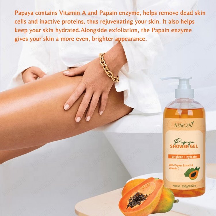 Guangdong supplier organic shower gel fruit scented exfoliating and whitening shower gel for black skin