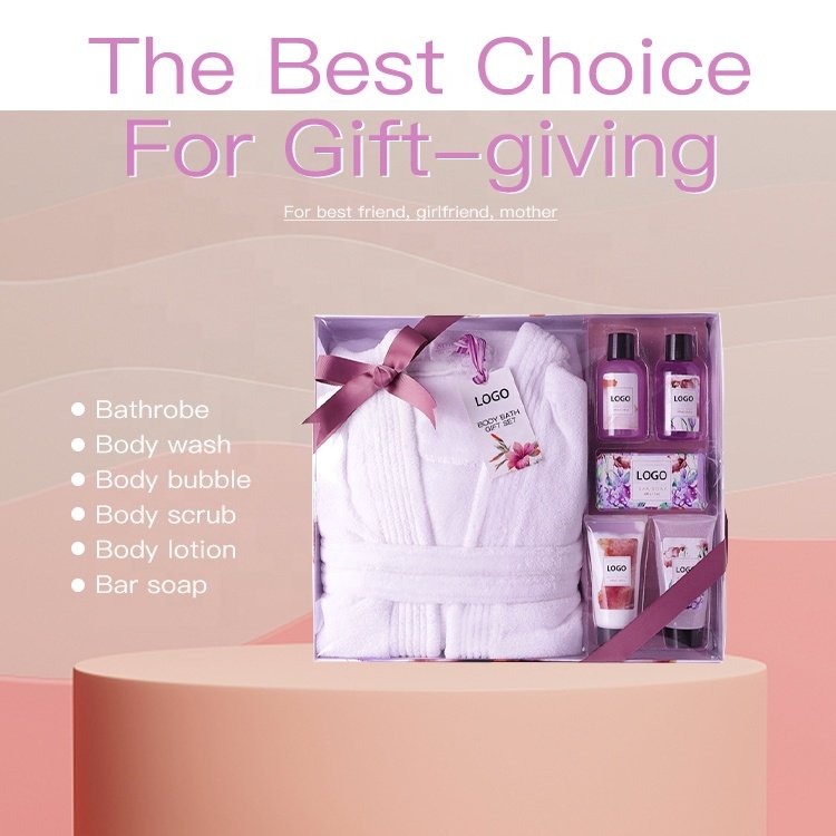 Wholesale customize private label luxury women pamper skin care bath and body bath spa box bath robe set gift