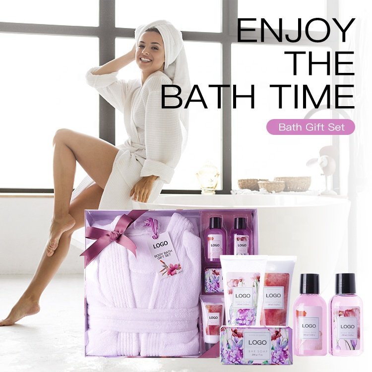 Wholesale customize private label luxury women pamper skin care bath and body bath spa box bath robe set gift