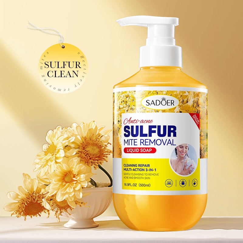 OEM SADOER High Quality Private Label Sulfur Shower Gel Body Wash Scrub Exfoliating Whitening Hydrating Refresh Body Care