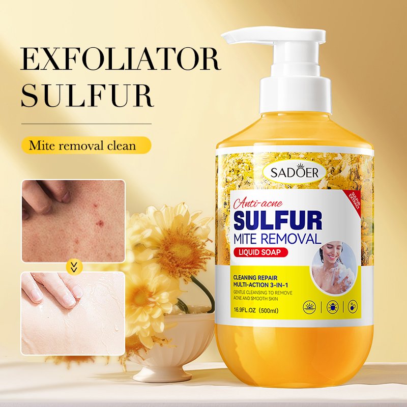 OEM SADOER High Quality Private Label Sulfur Shower Gel Body Wash Scrub Exfoliating Whitening Hydrating Refresh Body Care