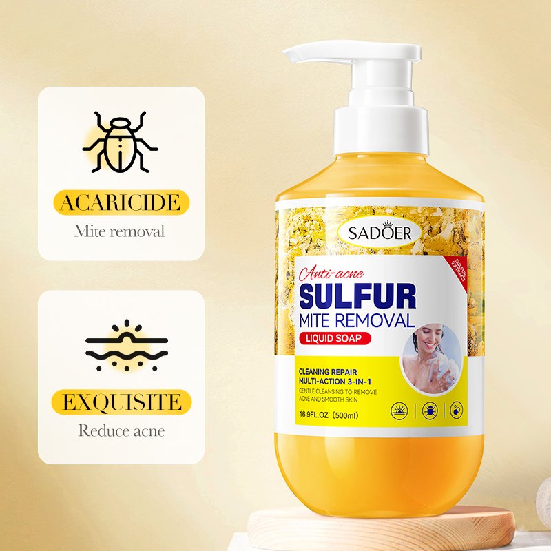 OEM SADOER High Quality Private Label Sulfur Shower Gel Body Wash Scrub Exfoliating Whitening Hydrating Refresh Body Care