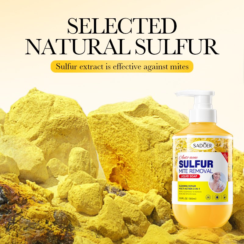 OEM SADOER High Quality Private Label Sulfur Shower Gel Body Wash Scrub Exfoliating Whitening Hydrating Refresh Body Care