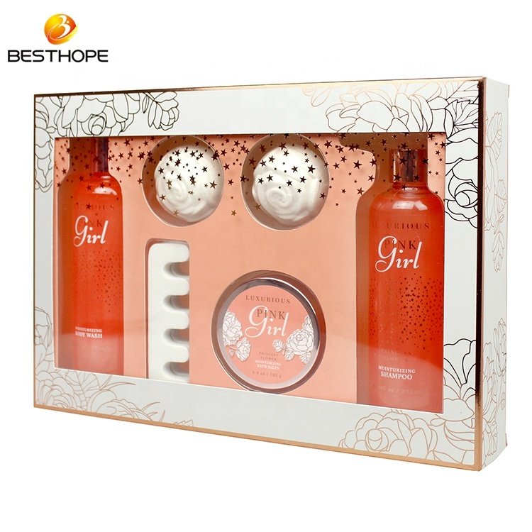 Exquisite packaging oem private label beauty bath lotion body wash care bubble mist spa bath gift set for kids women