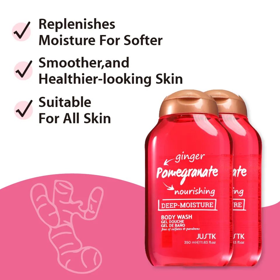 Wholesale skin whitening bath shower gels ginger pomegranate moisturizing organic body bath shower gel body wash