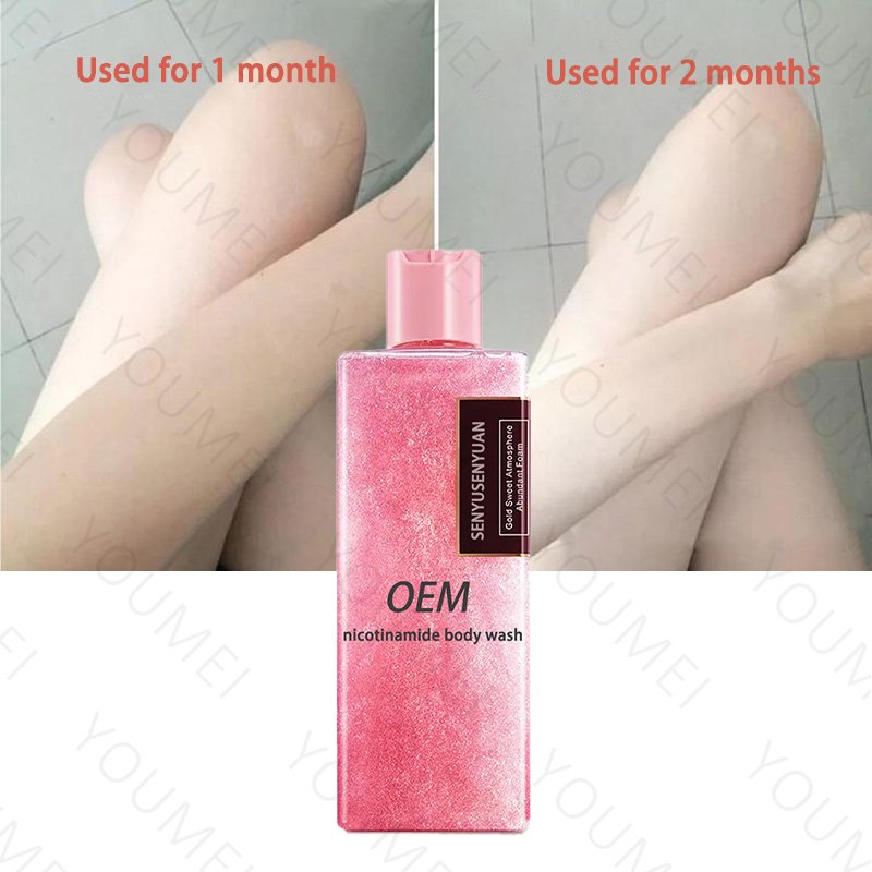 Custom Private Label 50ml Whitening Body Wash Organic Rose Gold Skin Lightening Nicotinamide Shower Gel