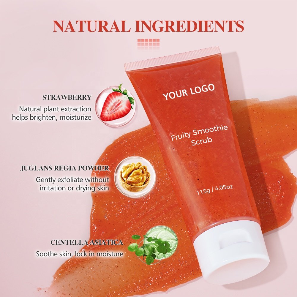 Body Scrub Manufacturer Face Cleansing Scrub Gel Exfoliating Brightening Strawberry Fruity Smoothie Body Scrub