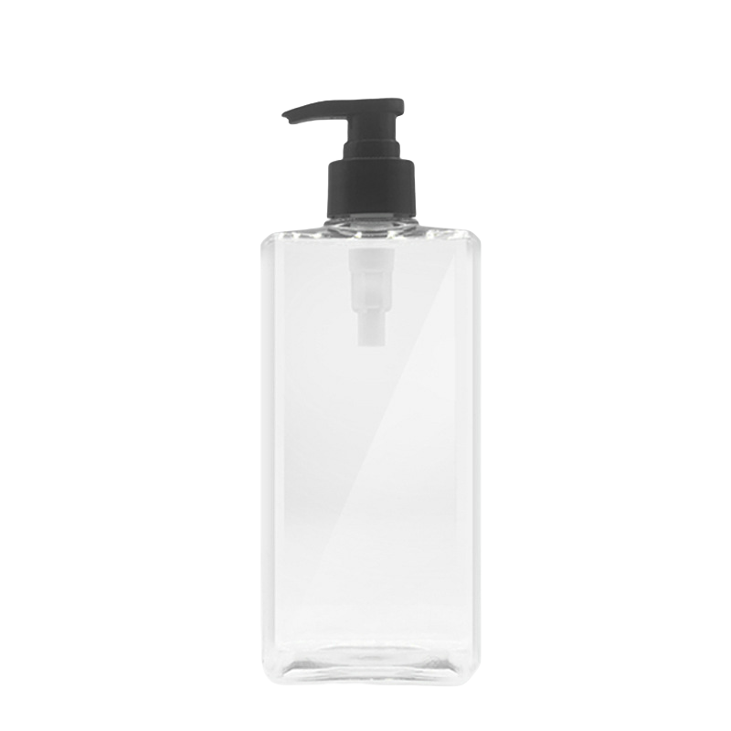 Hot Sale Clear Empty PET 500ml Shower Gel Plastic Bottle Hair Care White Flat Square Shampoo Lotion Pump Plastic Bottle