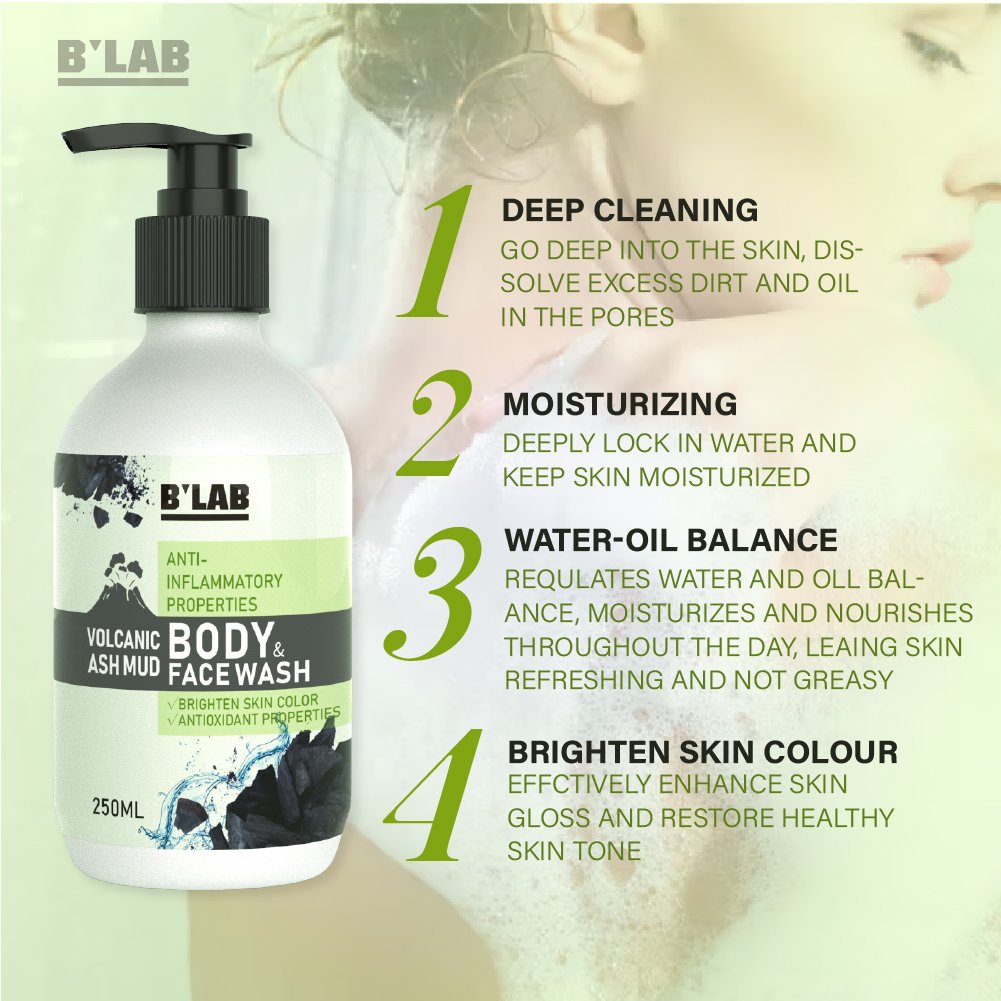 2022 Hot Selling Private Label Volcanic Mud Body Wash Shower Gel for Black Women Adults Female Body Skin Care Products