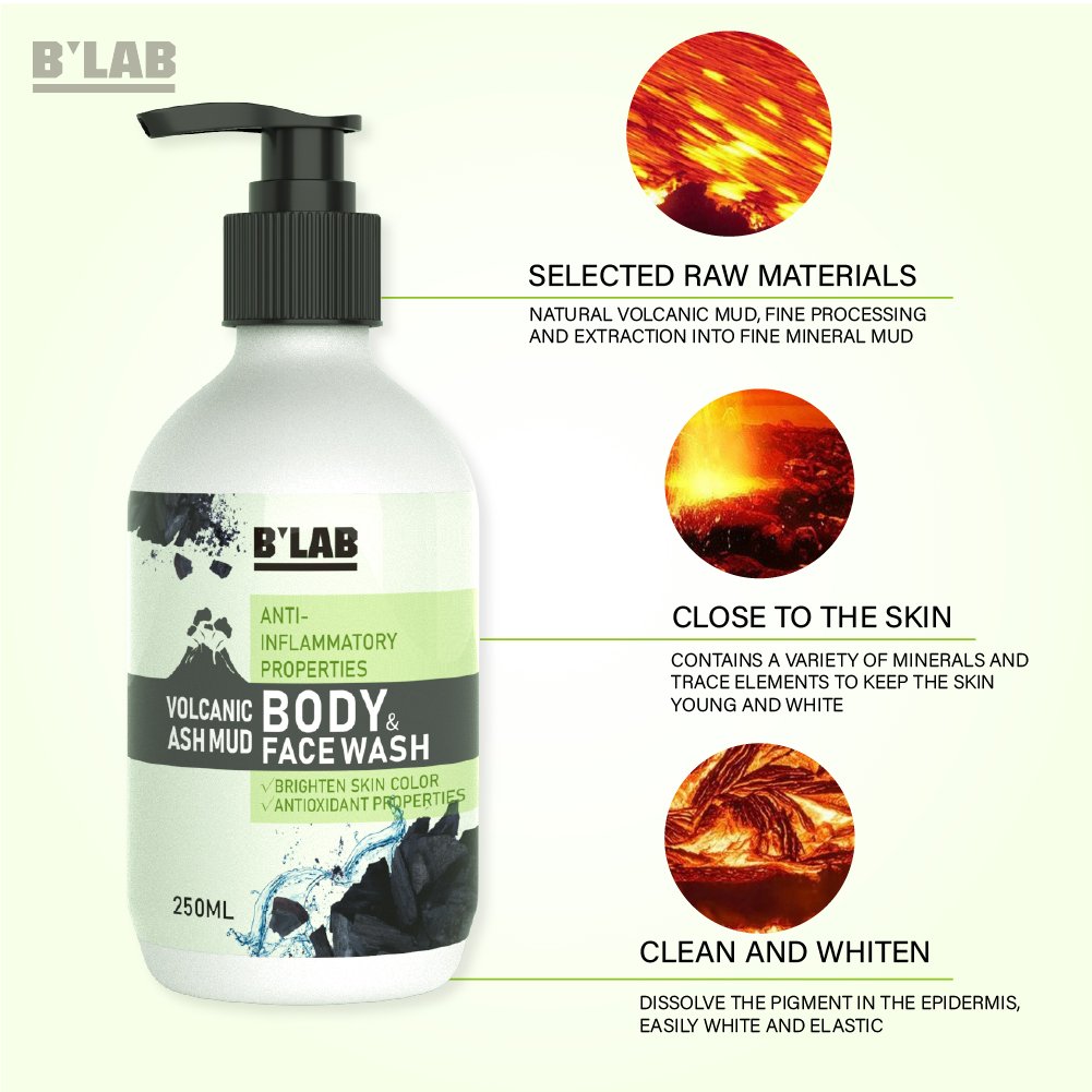 2022 Hot Selling Private Label Volcanic Mud Body Wash Shower Gel for Black Women Adults Female Body Skin Care Products