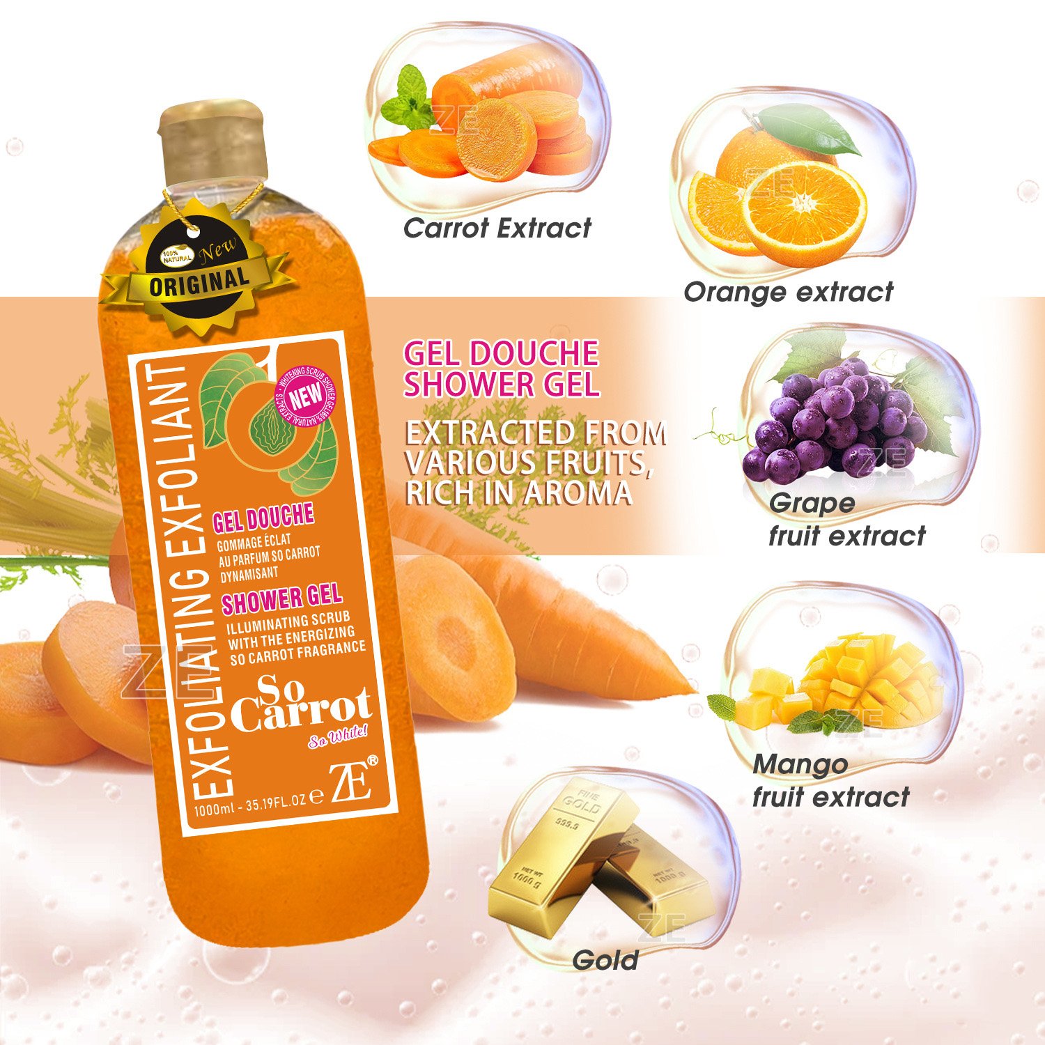 Manufacturer's Lemon 1000ml Body Wash Shower Gel Lightening Whitening Refreshing Cleansing Body Shower Gel