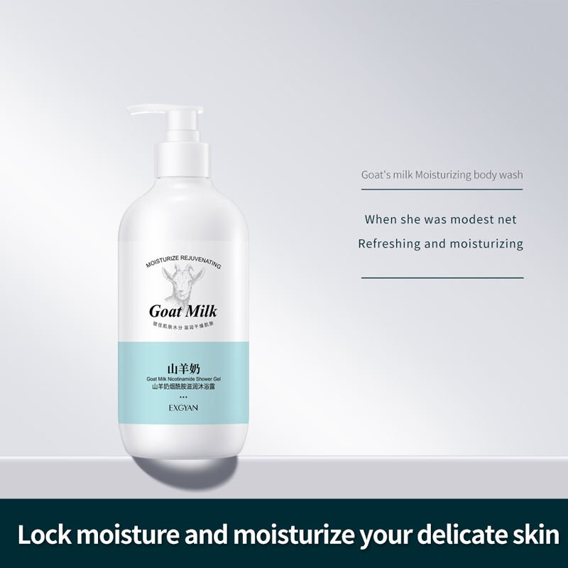 EXGYAN Goat Milk Body Wash Deep Cleaning Skin Whitening Hydrating Smooth Delicate Fragrance Niacinamide Shower Gel