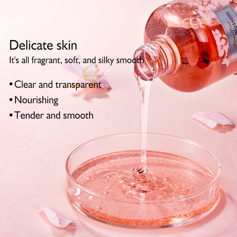 Wholesale Scented Cherry Blossom Niacinamide Body Wash Moisturising Lightening Exfoliating Shower Gel