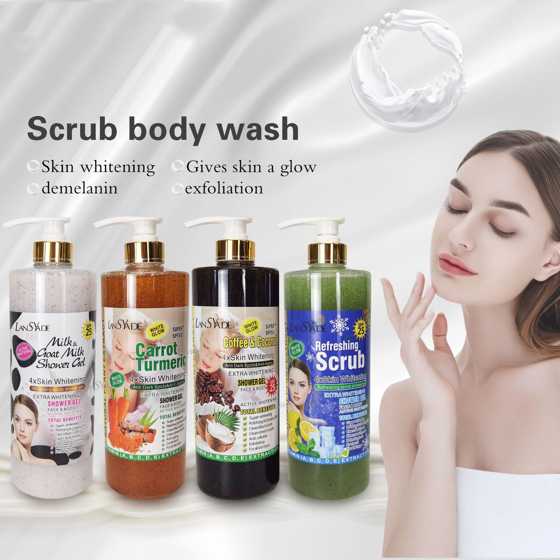 Fruit Scrub Shower Gel Silky smooth, refreshing and moisturizing skin gentle, clean and long-lasting 1000ml