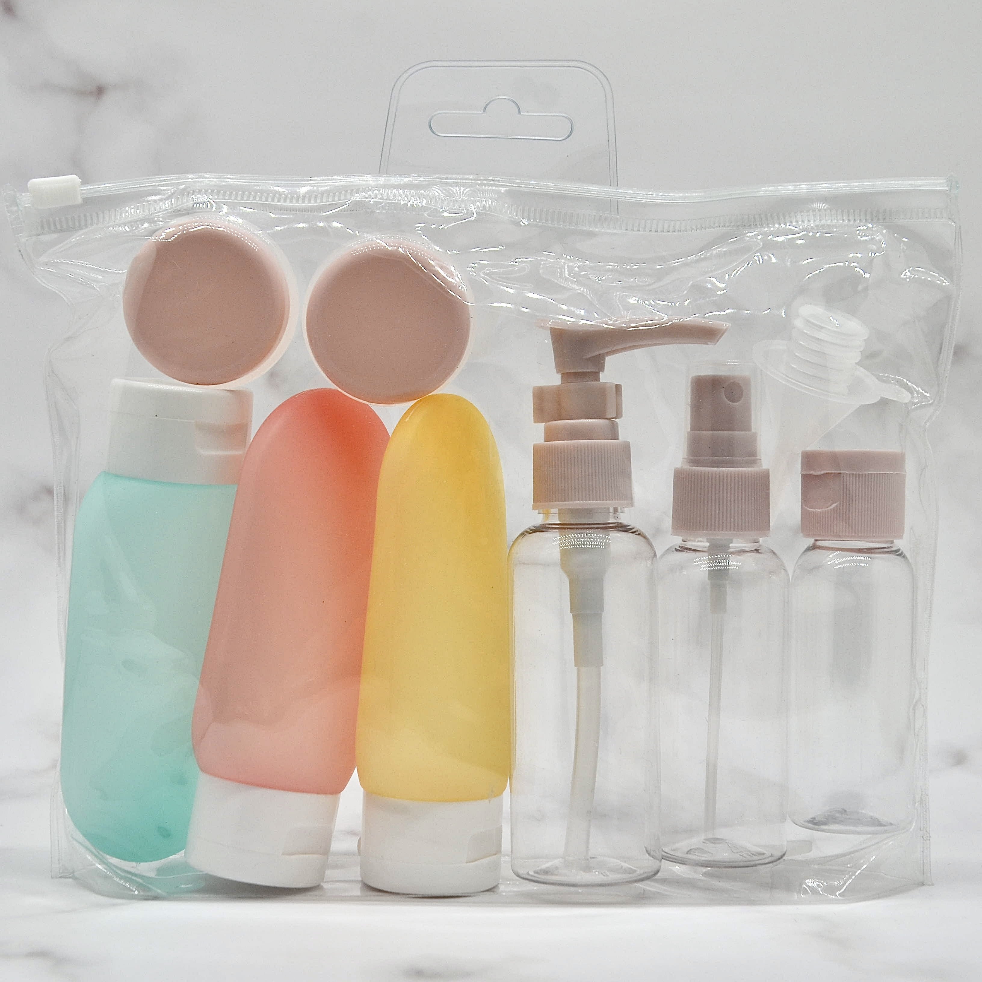 Empty Liquid Container Portable Refillable Bottle Kit,Shower Gel Tube Plastic Travel Shampoo Bottle Set with bag