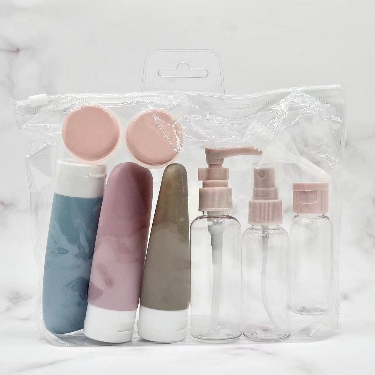 Empty Liquid Container Portable Refillable Bottle Kit,Shower Gel Tube Plastic Travel Shampoo Bottle Set with bag