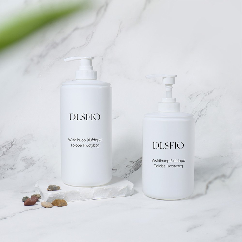 Empty Shampoo Liquid Soap Dispenser Packaging 250ml 300ml 400ml 500ml White HDPE Plastic Lotion Bottle with Silver Edge Lid