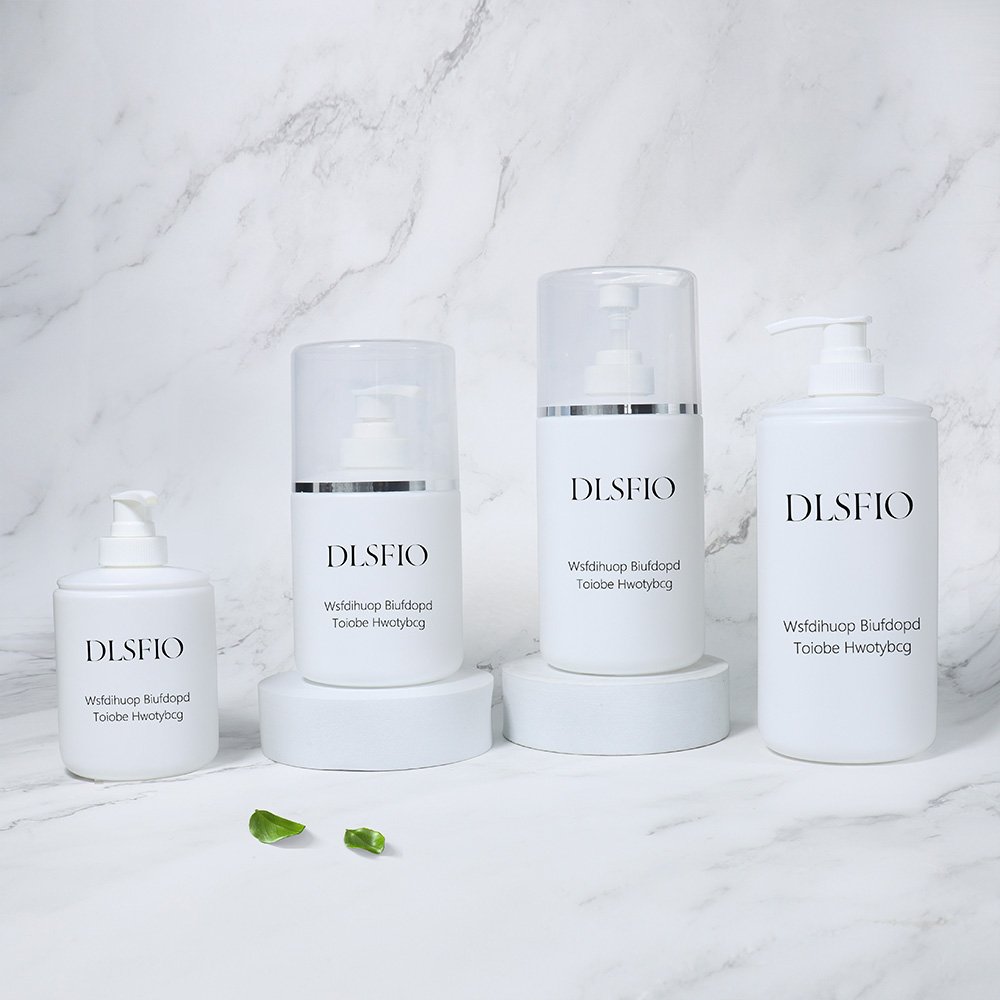 Empty Shampoo Liquid Soap Dispenser Packaging 250ml 300ml 400ml 500ml White HDPE Plastic Lotion Bottle with Silver Edge Lid