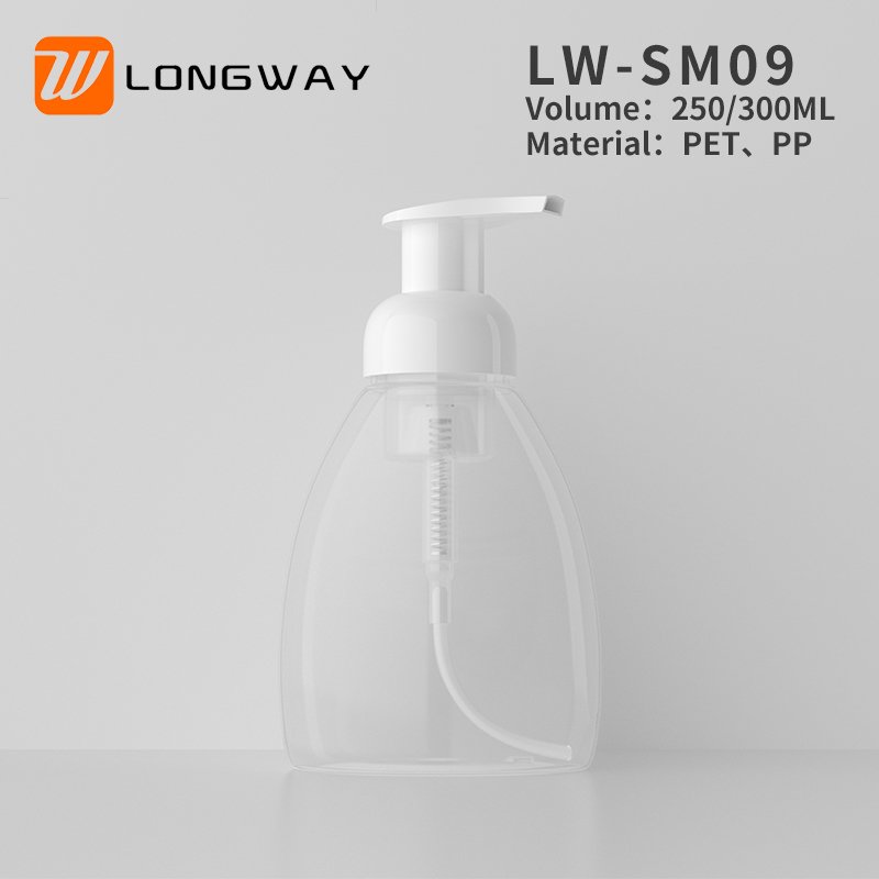 PET 250ml Plastic Liquid Dishwashing Liquid Foam Mousse Bottle Cosmetic Skin Care Screen Printing Transparent Screw Cap Longway