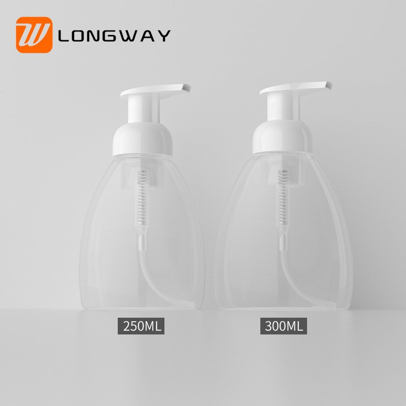 PET 250ml Plastic Liquid Dishwashing Liquid Foam Mousse Bottle Cosmetic Skin Care Screen Printing Transparent Screw Cap Longway