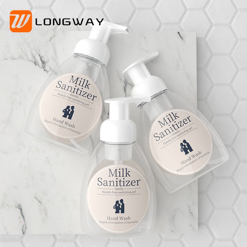 PET 250ml Plastic Liquid Dishwashing Liquid Foam Mousse Bottle Cosmetic Skin Care Screen Printing Transparent Screw Cap Longway
