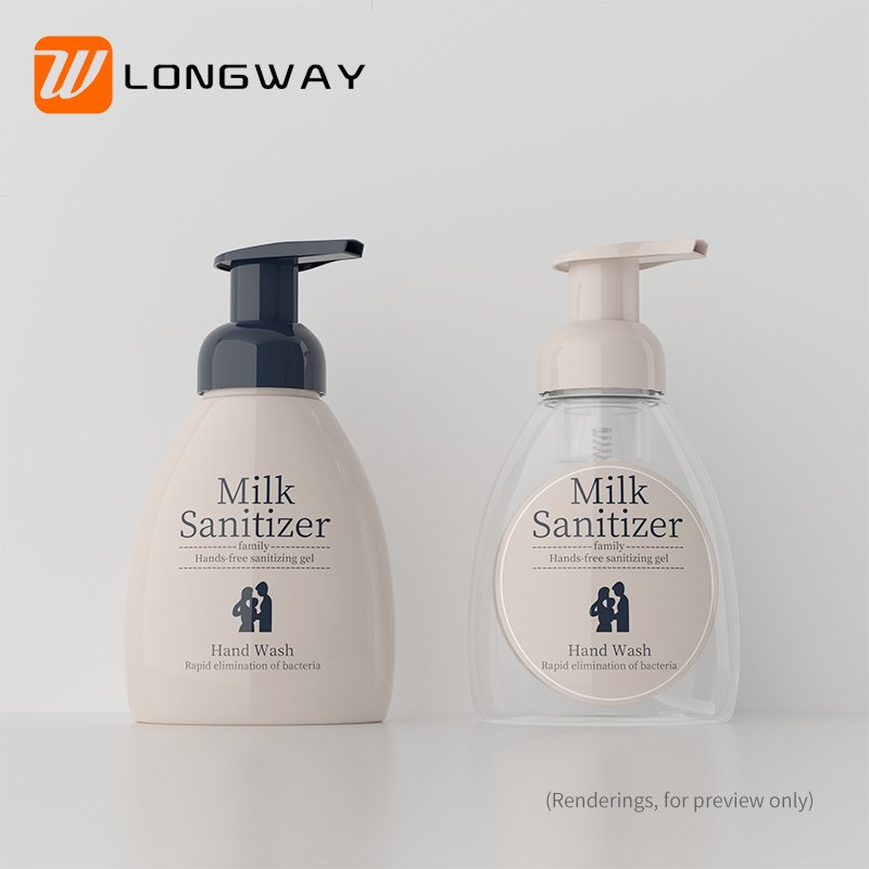 PET 250ml Plastic Liquid Dishwashing Liquid Foam Mousse Bottle Cosmetic Skin Care Screen Printing Transparent Screw Cap Longway