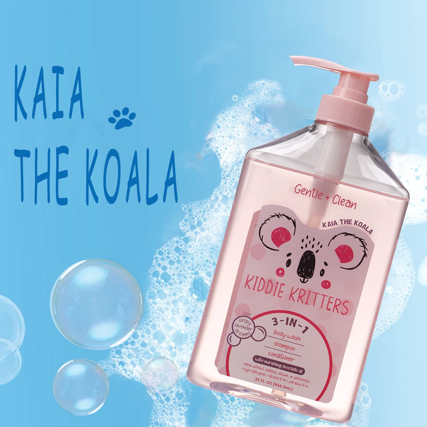 32oz Organic Lavender Baby Shower Gel Top Selling Mother Care Baby Bath Shampoo Summer Products for Kids