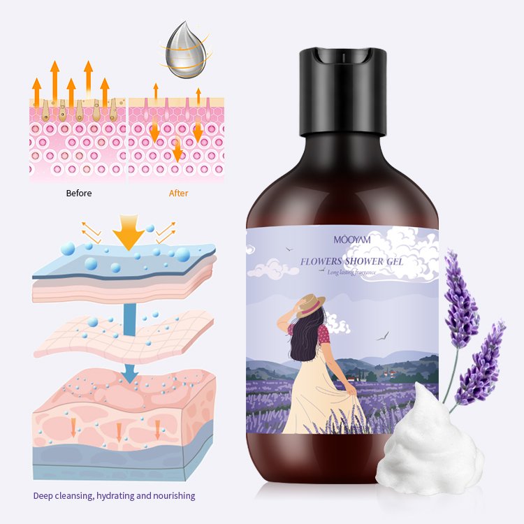Private Label Wholesale Moisturizing Body Wash Relaxing Soothing Refreshing Organic Lavender Perfume Shower Gel