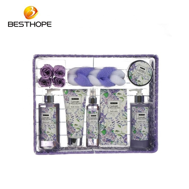 Beauty lavender natural wash body mist bath gift set private label body lotion home shower gel spa bath gift basket sets women