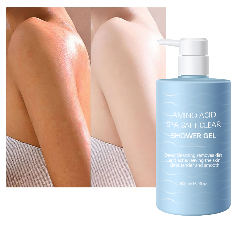 New Fashion Skin Cleaning Amino Acid Sea Salt Whitening Shower Gel Acne Remove Refreshing Body Wash For Summer