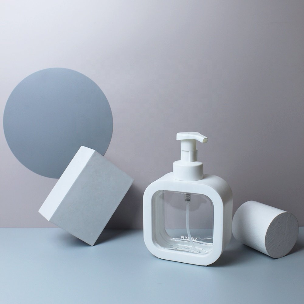Clear Shampoo Shower Gel Hand Sanitizer Plastic White Bottle Wholesale Hot Sale High Quality Product 500ml Cosmetic Cartons PET