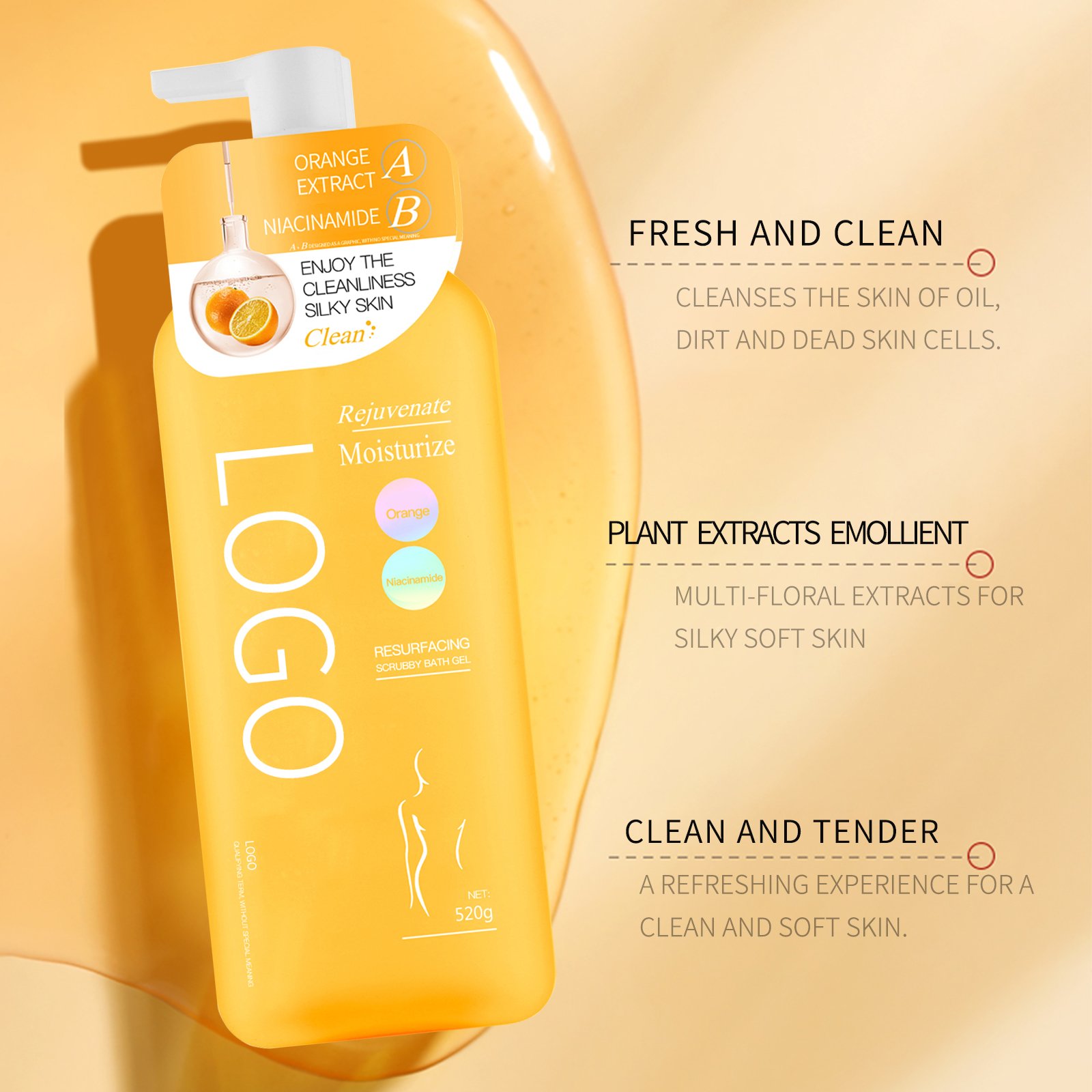 hydration smoothness exfoliate chicken Skin Renewal Moisture Scrub Shower Gel