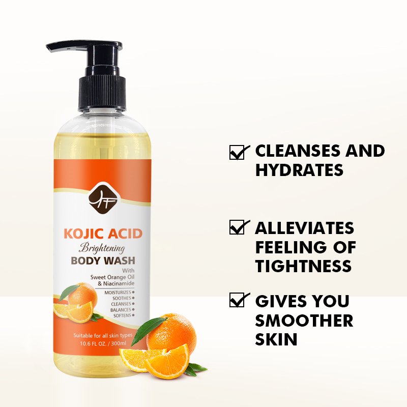Private Label Moisturizing Skin Care Lightening Kojic Acid Organic Body Wash Natural Shower Gel